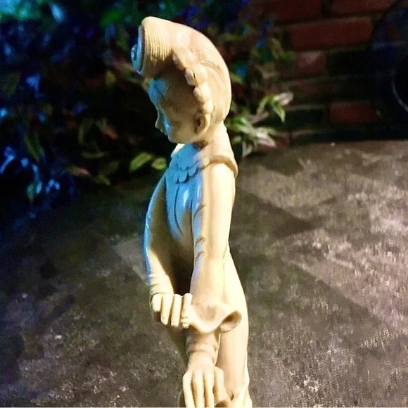 ASIAN LADY STATUE MADE IN ITALY COMPOSITION SIGNED BY ARTIST AND RESEMBLES IVORY - Picture 10 of 12
